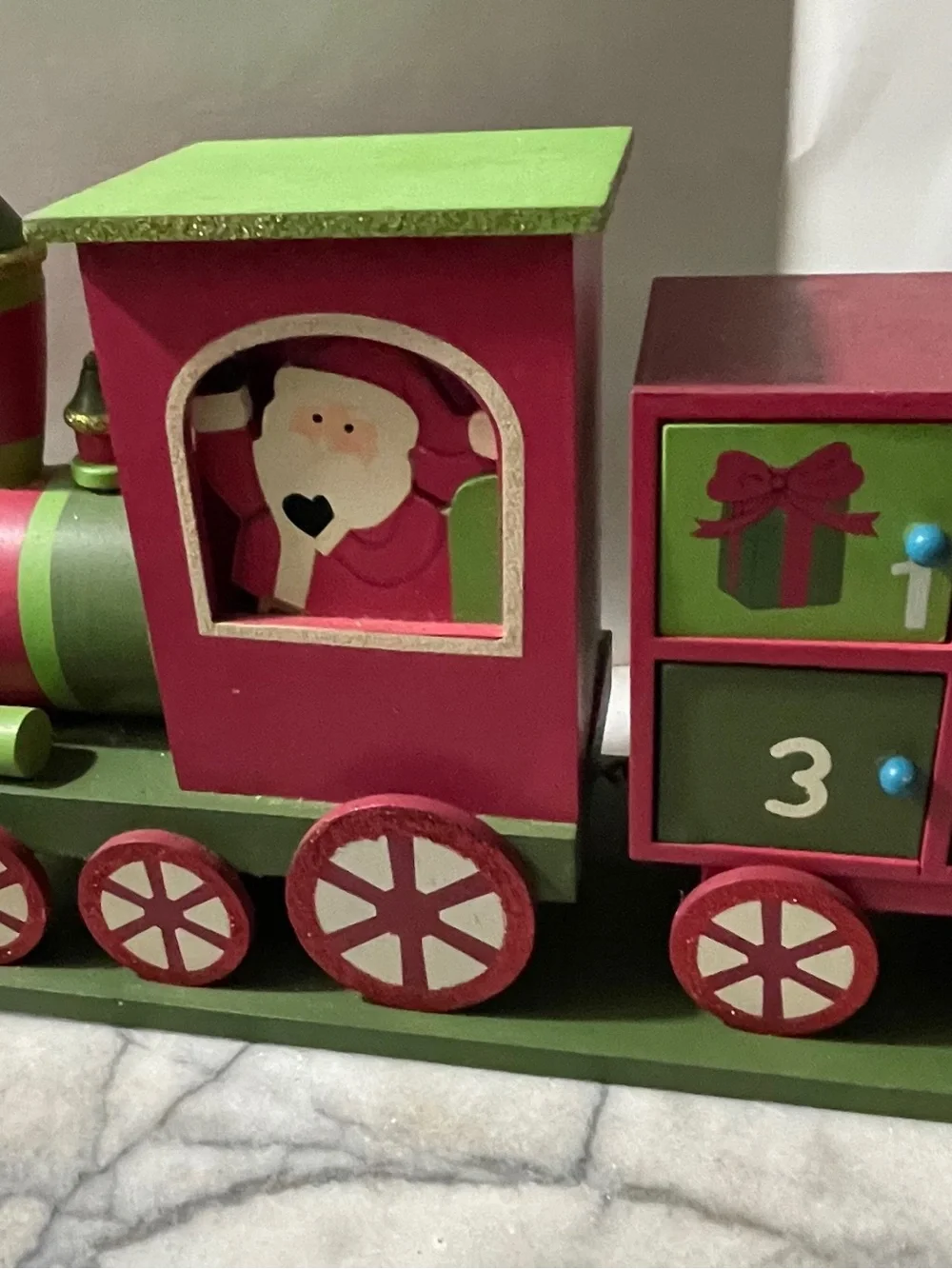 Rare Vintage Solid Wooden Train 25 Days Hope Chest to Christmas 23.5”